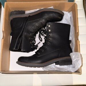 Black Lace-Up Ankle Boots